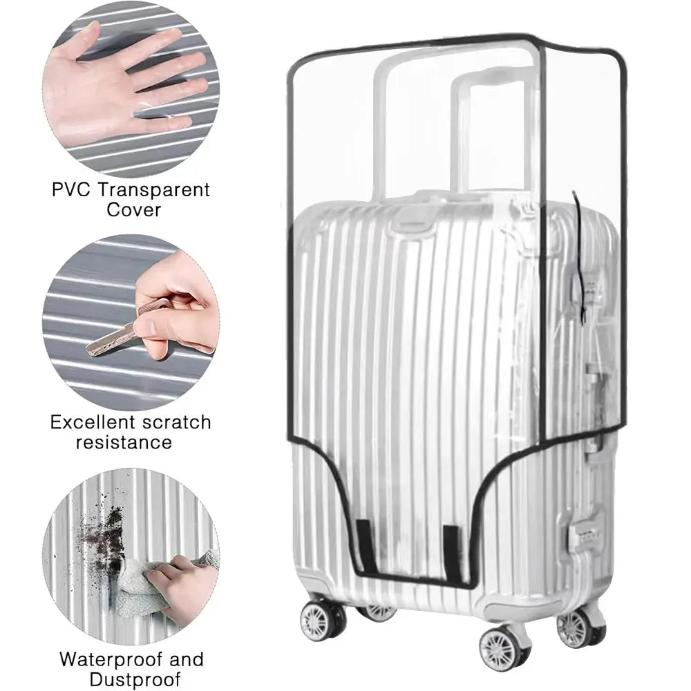 ClearGuard Transparent PVC Luggage Protective Cover Wear Resistant Shield For Travel And Easy Visual Identification