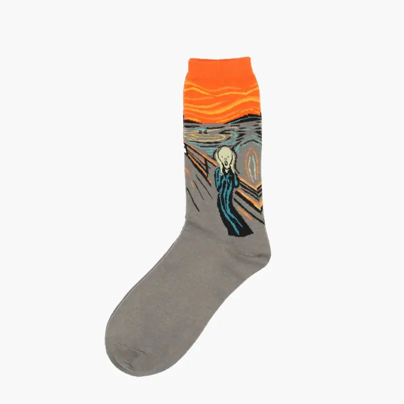 Van Gogh Mural Inspired Retro Men Socks 1 Pair Autumn Winter World Famous Oil Painting Series Funny Socks