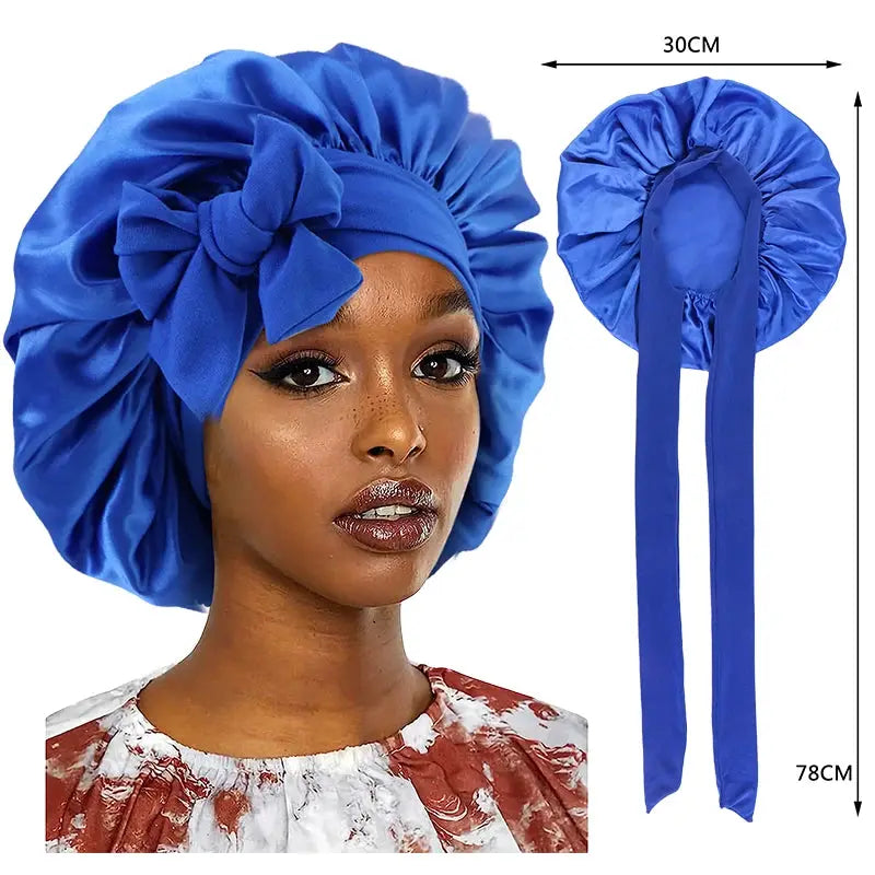 LuxeSatin Satin Sleeping Cap For Women With Wide Band Stretch Head Tie For Secure Nighttime Comfort