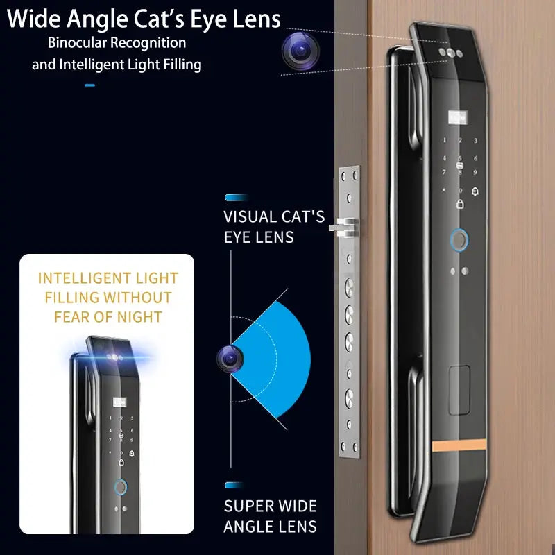 3D Face Smart Door Lock by Simples Market with biometric fingerprint keypad, IC card and WiFi