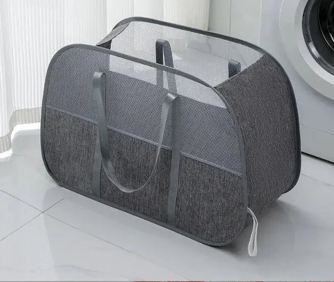 CasaFlex Mesh Pop Up Laundry Basket Large Capacity Foldable Nylon Mesh Hamper For Easy Laundry Management