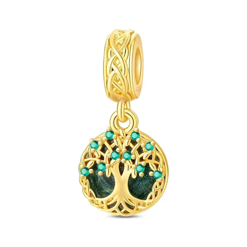 925 Sterling Silver Gold DIY Charms Beads Inlaid Zirconium Sun Leopard Pendants Fit Bracelet For DIY Jewelry Making