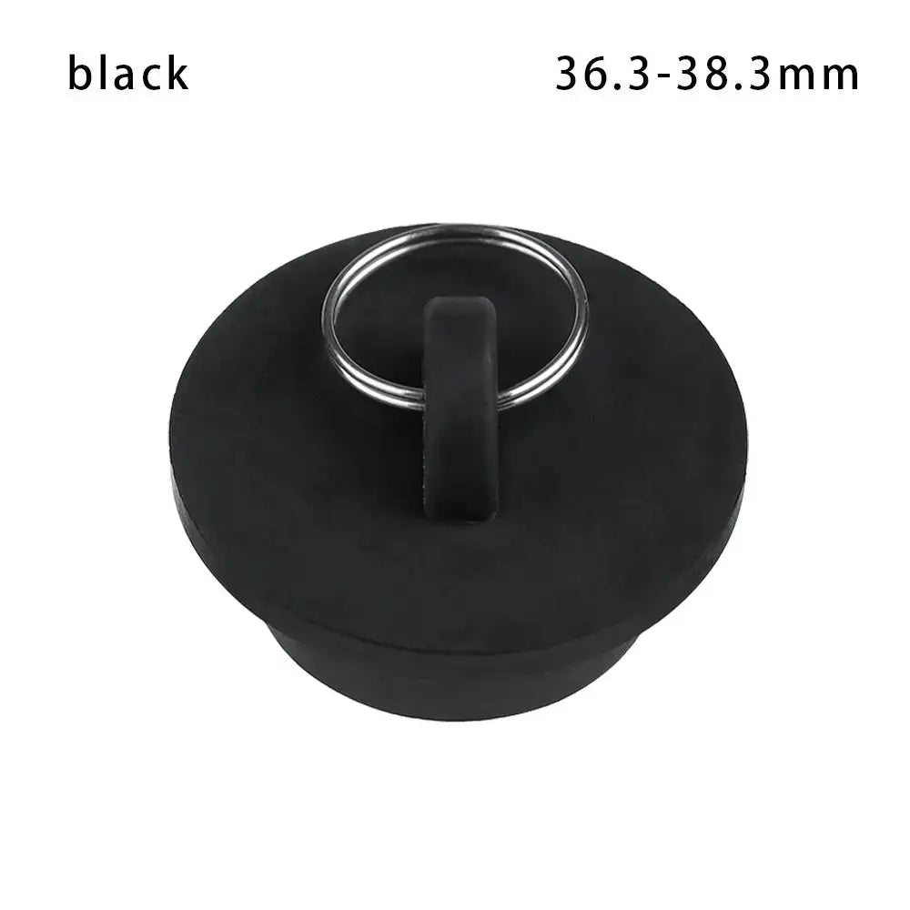 Sink plug, black rubber with metal ring, 36.3-38.3mm size, Simples Market
