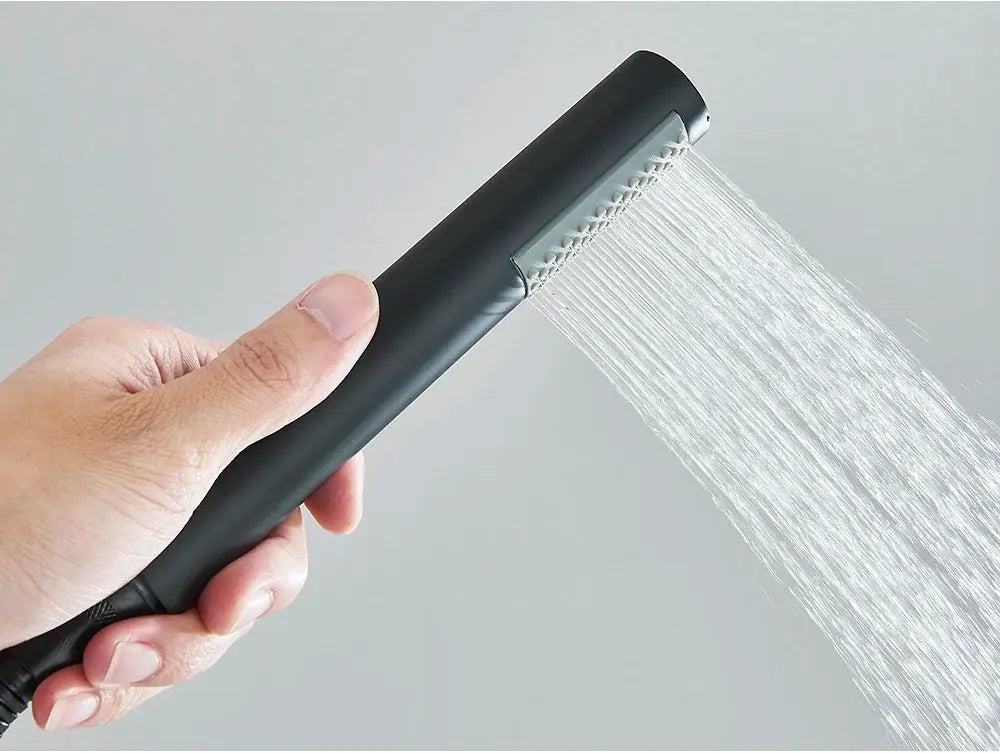Handheld black plastic shower head, single-function