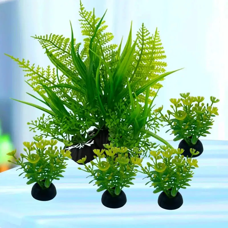 5 Piece Aquarium Plants Ornaments Set Artificial Water Grass Decoration For Fish Tanks