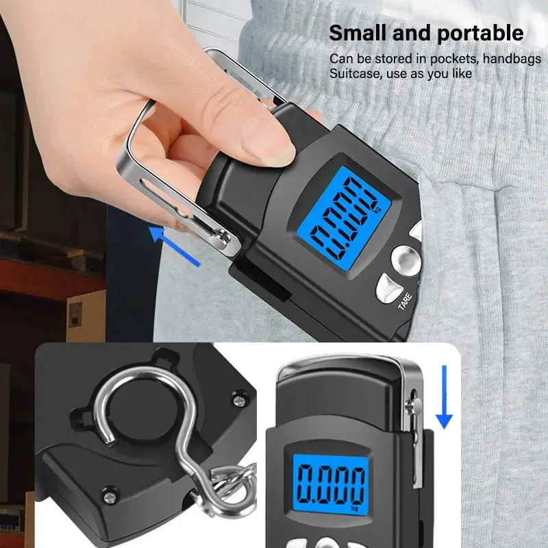 ProScale Portable Electronic Hanging Scale 50kg Capacity With LCD Display 10g Precision And 1m Measuring Tape