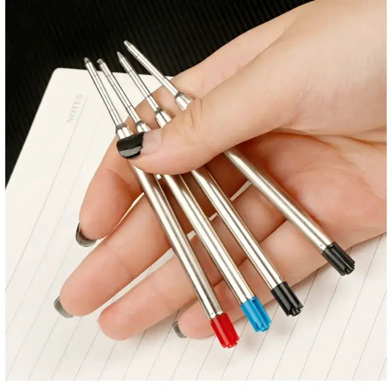 Simples Market ballpoint pen refills set, Parker-compatible, medium point, blue red black ink, 5 pcs