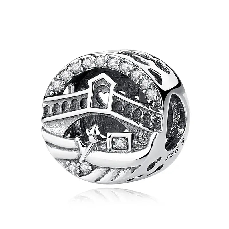 925 Sterling Silver Travel Theme Charms Beads London Bus Paris Suitcase Sam Panda Bracelets Necklaces Women DIY Jewelry