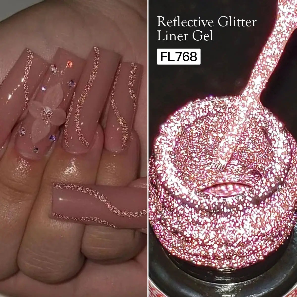 Four Lily Reflective Glitter Liner Nail Gel Polish 5ml Gold Silver Red Shine For UV LED Lamps