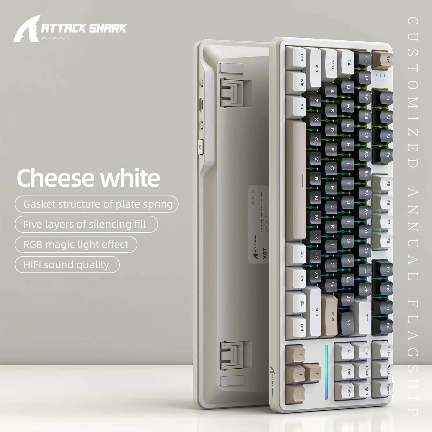 Attack Shark X87 Macro Drive Bluetooth Mechanical Keyboard 87 Key Hot Swappable RGB Lighting