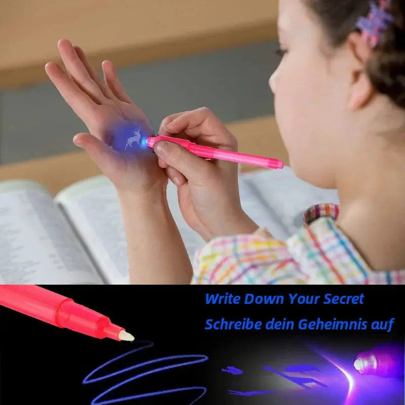 Luminous Light Pen Magic Purple 2 in 1 UV Black Light Drawing Pen with Invisible Ink for Kids Education Toy