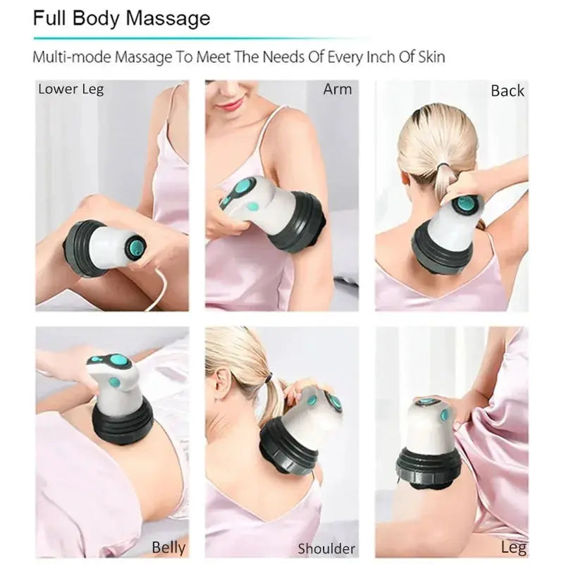 Handheld electric infrared body slimming massager by Simples Market, white with black base and teal dial