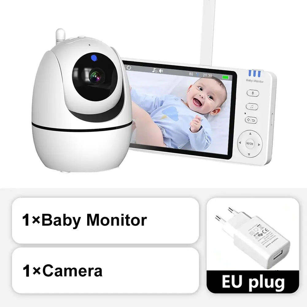 5 Inch Video Baby Monitor With PTZ Camera Zoom Lullaby Temperature Sensor Security Protection Surveillance System