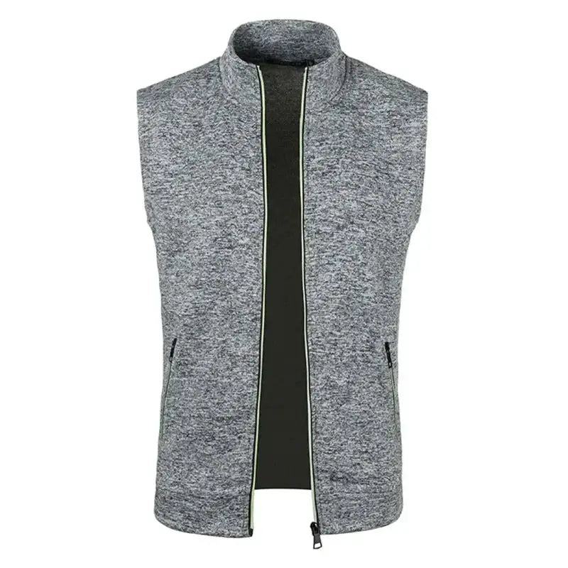 Men's sleeveless zippered jacket vest in heather gray by Simples Market