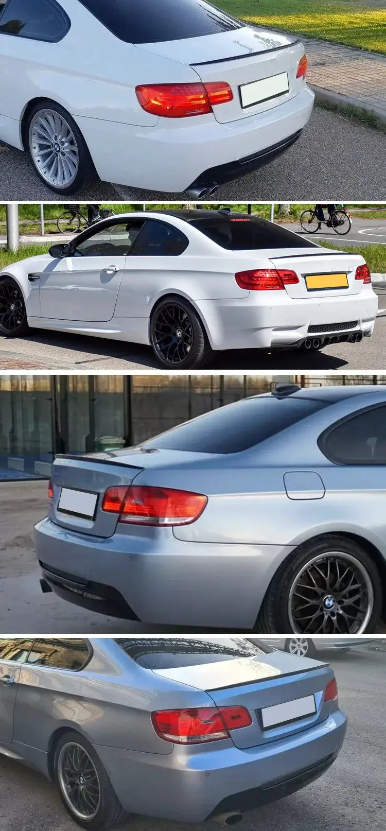 BMW 3 Series E92 coupe M3-style rear trunk lip spoiler lip cover in black, 2007–2013