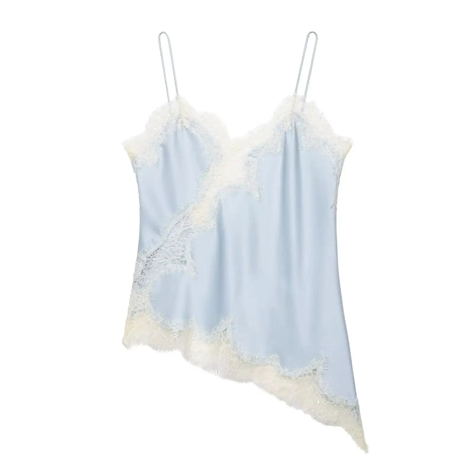 Sexy Women Asymmetrical Lace Slip Tops Backless Sleeveless Off Shoulder Beachwear With Elegant Lace