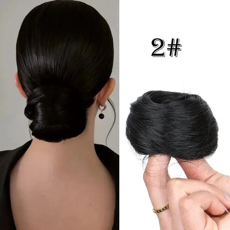 WIGSIN synthetic messy bun hair extension in black; 2-piece set shown by Simples Market.