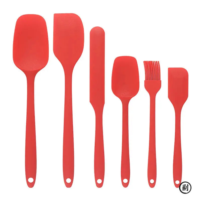 Six Piece Silicone Spatula Set For Baking And Cake Frosting Kit With Brush Nonstick Scrapers And Cream Spreads