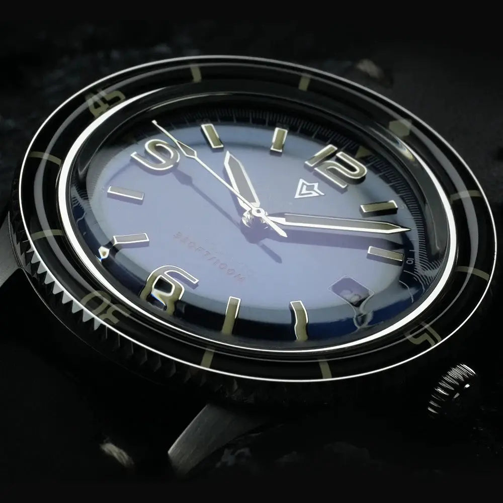 CADISEN 2026 Men’s Mechanical Watch with blue dial, luminous hands, and black bezel