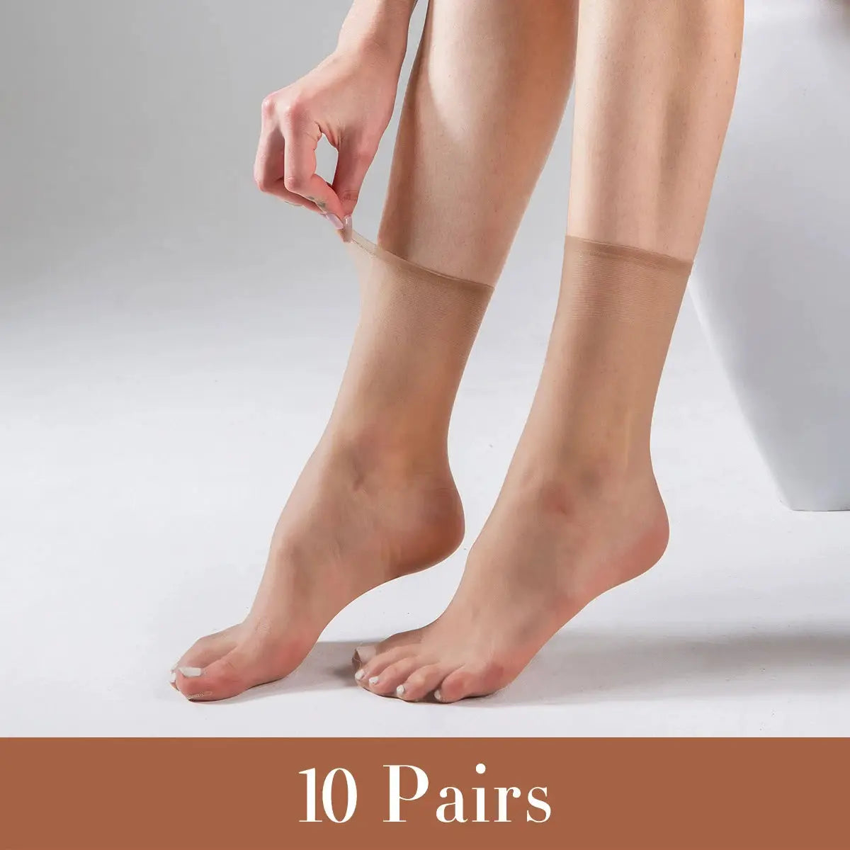 SilkSoft Ultra Thin Sheer Invisible Socks For Women 10 Pairs Breathable Elastane Nylon Blend Comfort