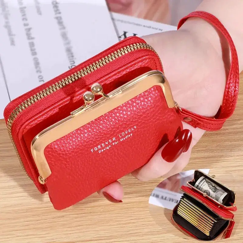 LumaLux Zero Wallet Womens Wrist Strap Card Holder With Large Capacity And Coin Clip Durable PU Material