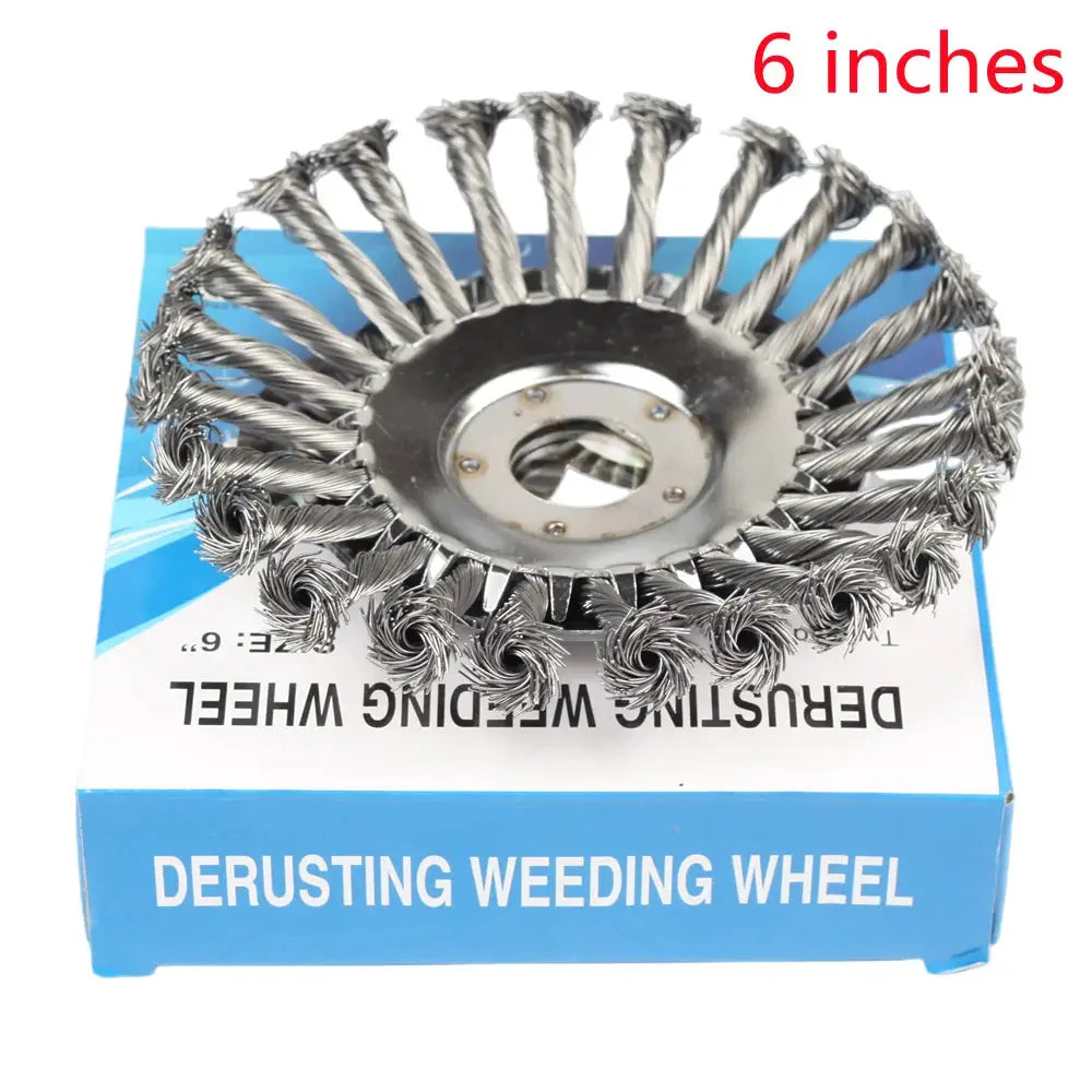 Universal 6 to 8 Inch Steel Wire Wheel Brush Cutter Head for Gas Trimmers Weed Trimmer Garden Lawn Mower Attachment