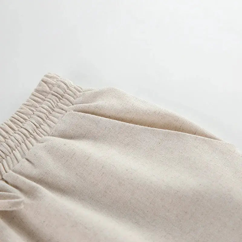 Linen Two Piece Pant Set With Crop Top For Women Spring Summer 2025