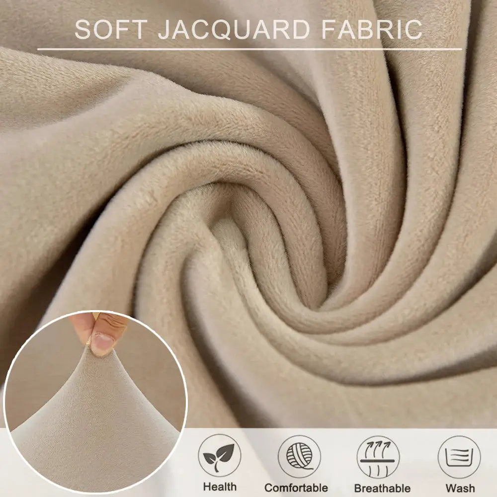 Sofa cover by Simples Market: beige soft jacquard fabric, elastic furniture protector.