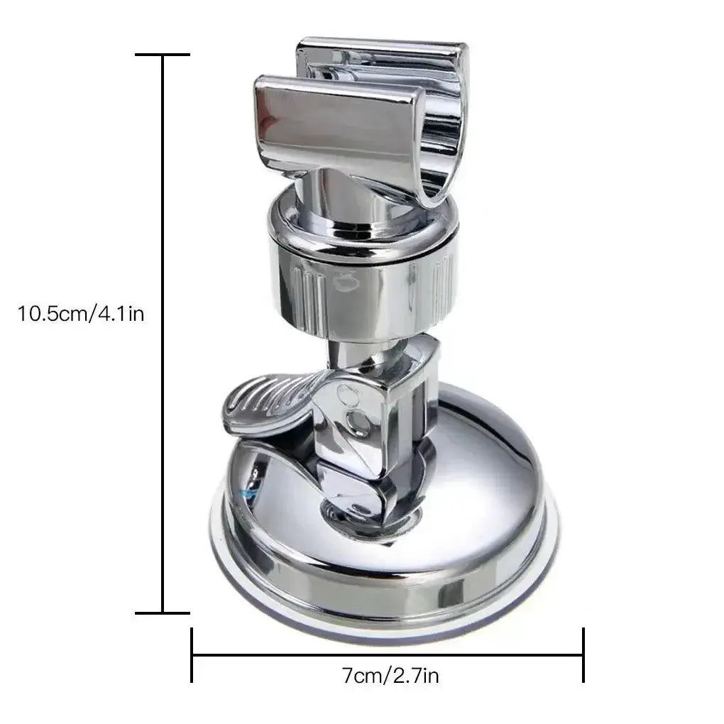 Shower head holder with suction cup, adjustable chrome bracket by Simples Market for handheld shower