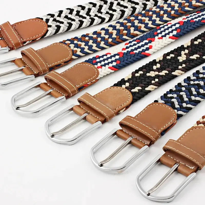 UrbanFlex Unisex Knitted Pin Buckle Belt Elastic Braided Canvas Stretch For Comfortable Jeans Wear