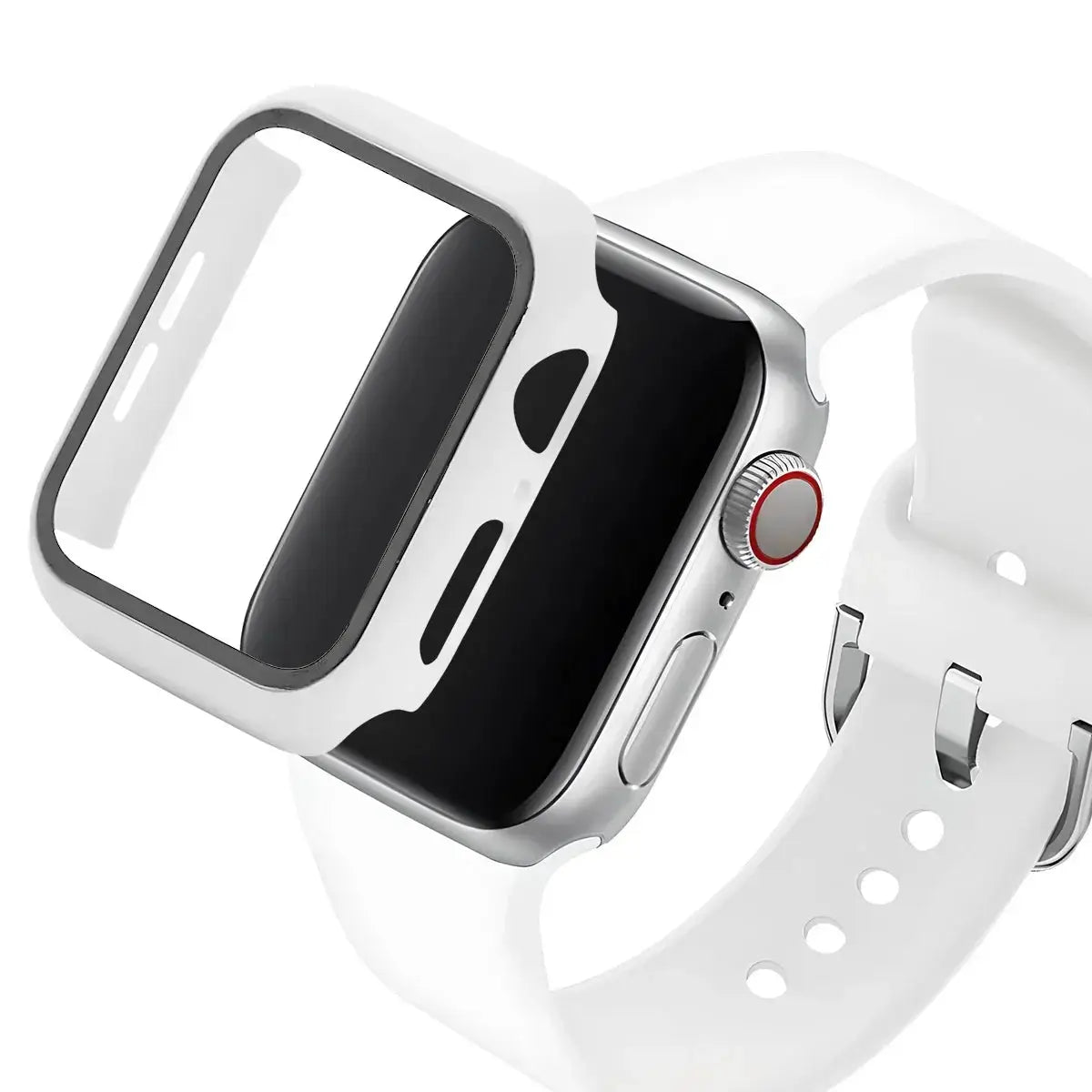 Glass+Case+Strap For Apple Watch band 44mm 40mm 45 41 38 42 46mm Silicone watchbands bracelet iWatch series 11 10 9 7 6 5 4 3 SE
