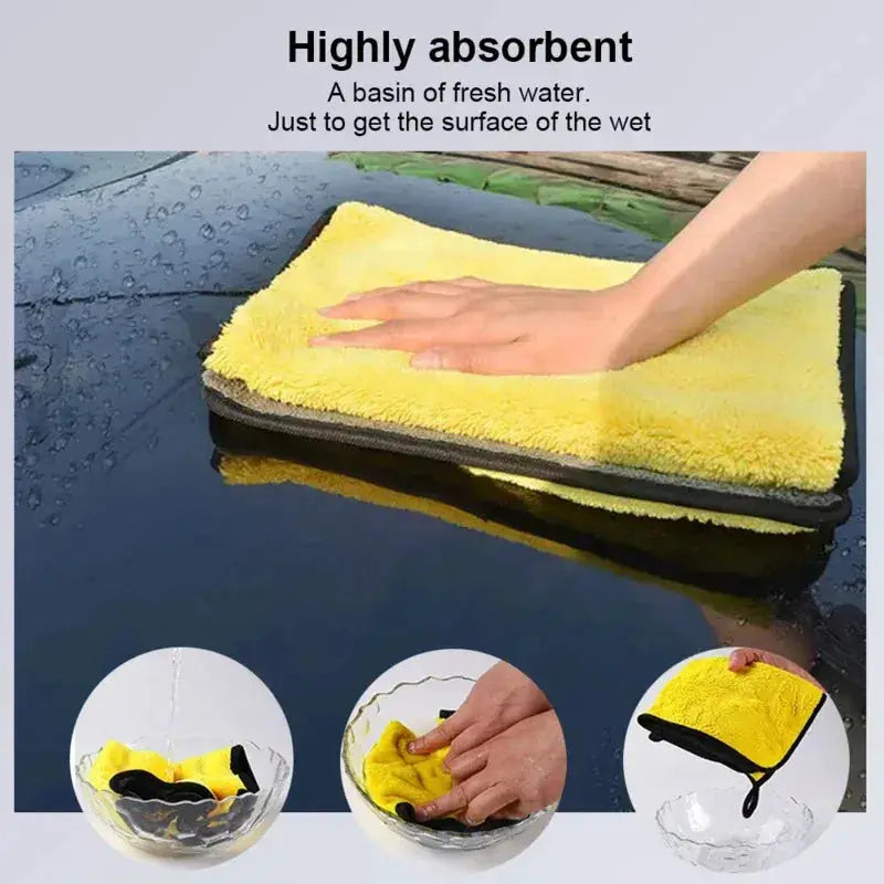 Car wash towels by Simples Market, yellow microfiber cloth, thick absorbent drying towel.
