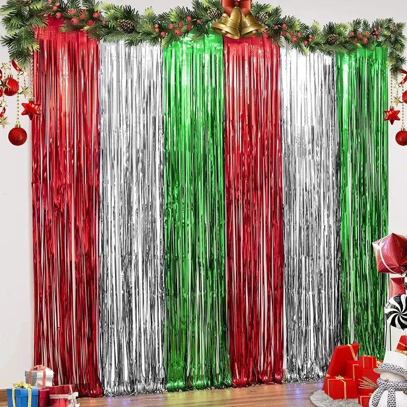 New 4 2 1 Pack Party Backdrop Metallic Foil Fringe Tinsel Curtain For Birthday Wedding Baby Shower