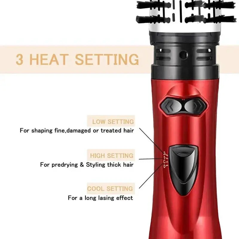TINSOL 3-in-1 Hot Air Brush by Simples Market, red, negative ion hair dryer and volumizer with 3 heat settings