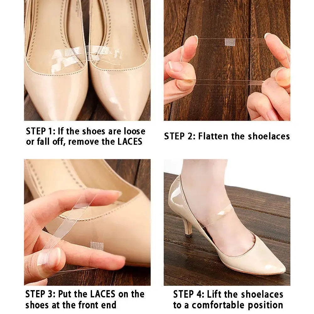 Silicone Invisible Elastic Shoelaces For High Heels Transparent Secure Ankle Fit No Tie Design