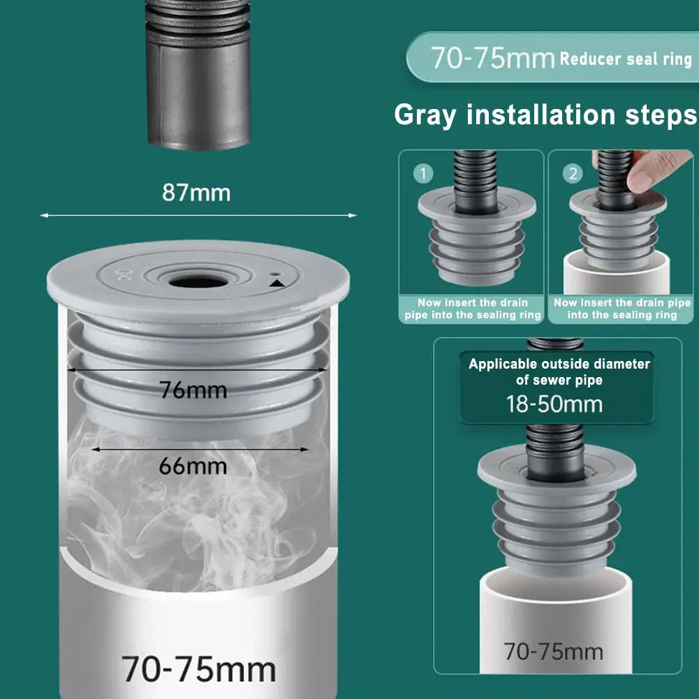 Washing machine drain pipe seal gray, Simples Market reducer ring, 70–75mm