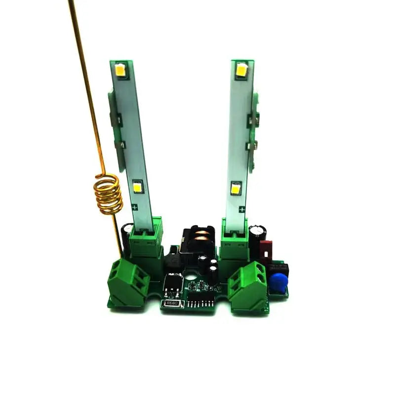 Security flashing light module for gate alarm by Simples Market, dual LED vertical bars on green PCB, 12V–265V AC/DC