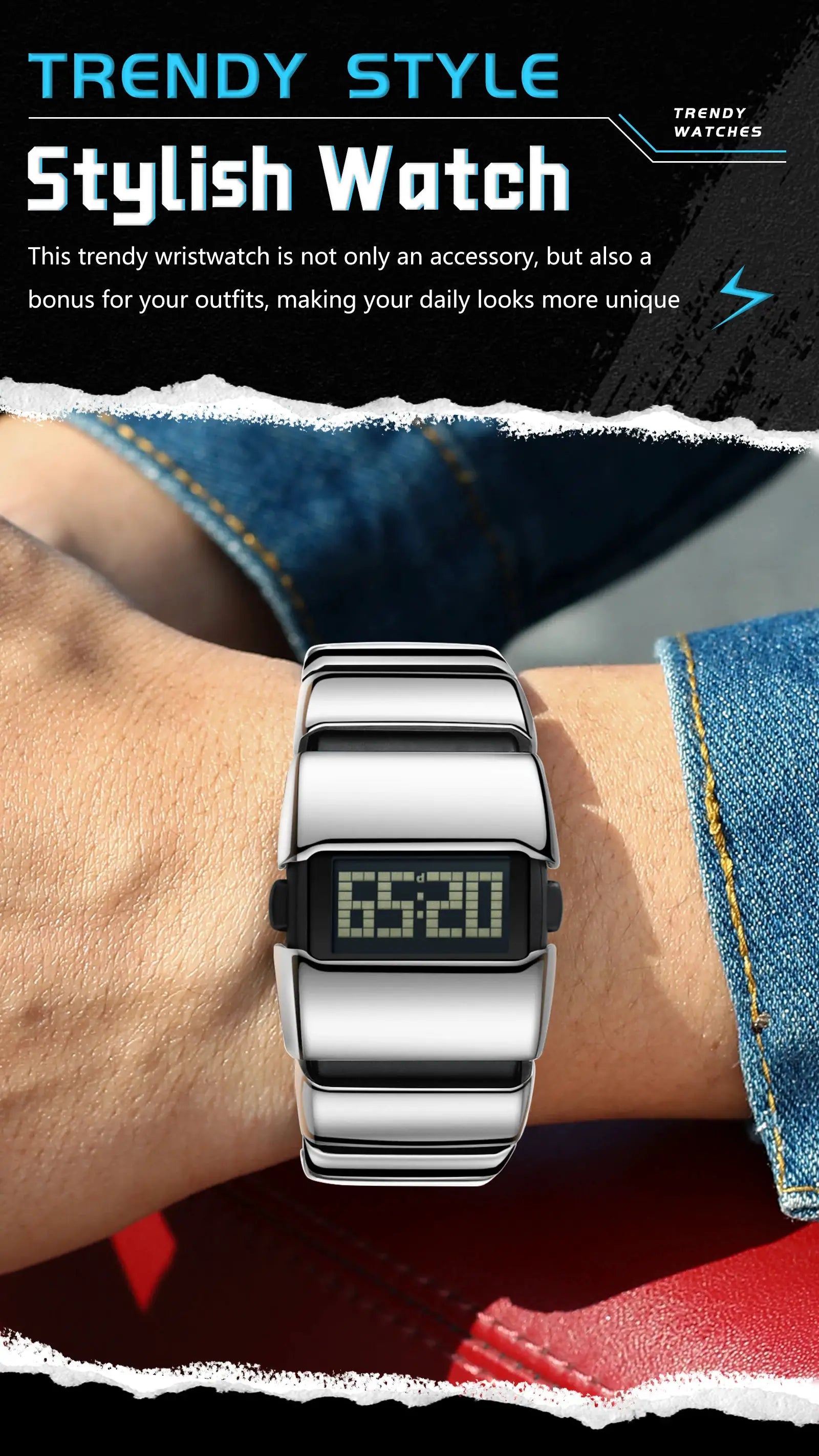 POEDAGAR LED men's digital watch with stainless steel strap, waterproof and date alarm, by Simples Market.