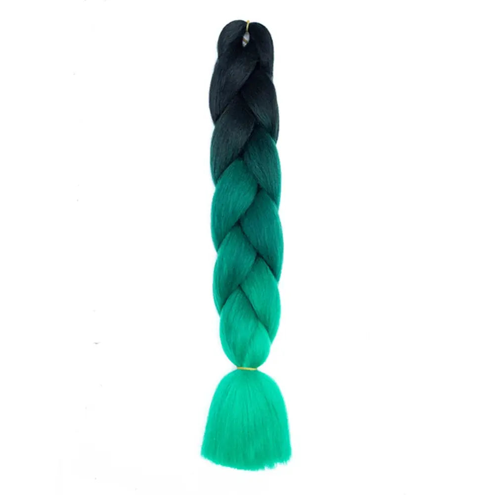 24-inch jumbo braiding hair extension in black-to-teal ombre, synthetic Afro crochet braid