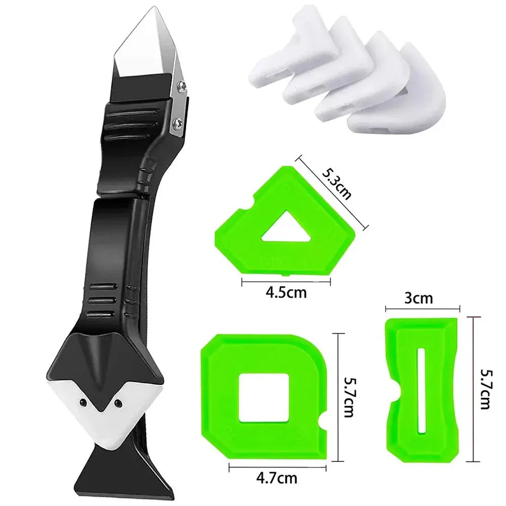 5-In-1 Silicone Scraper Squeegee Glue Remover Knife Caulking Tool Kit For Grout Crack Repair