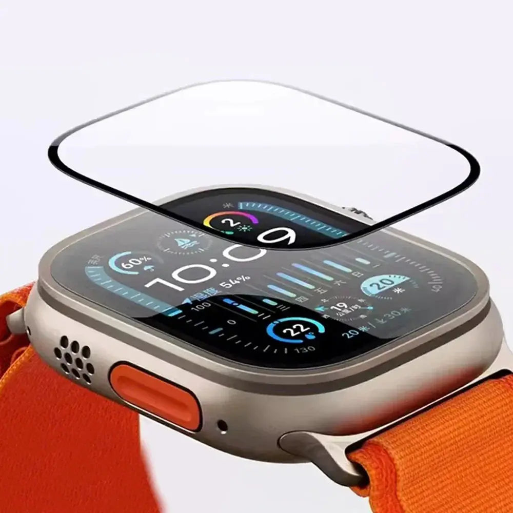 Simples Market Apple Watch screen protector for Series 9-6/SE, 3D film, fits 40-49mm sizes.