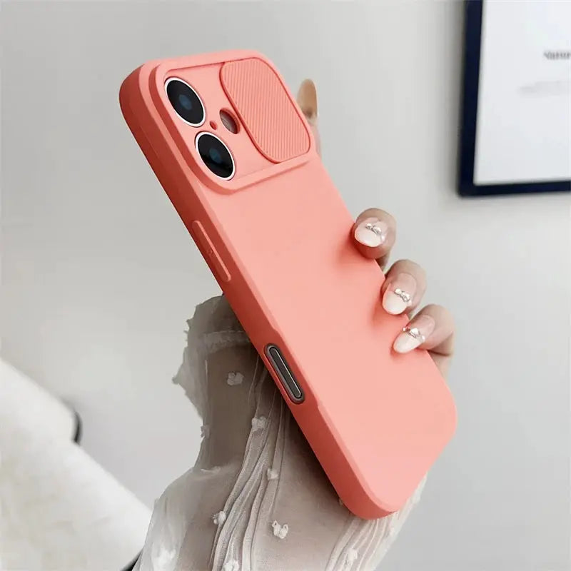 SlideGuard Silicone Case With Sliding Lens Shield For iPhone 7 To 16 Pro X XS XR Max 8 SE Camera Lens Protection