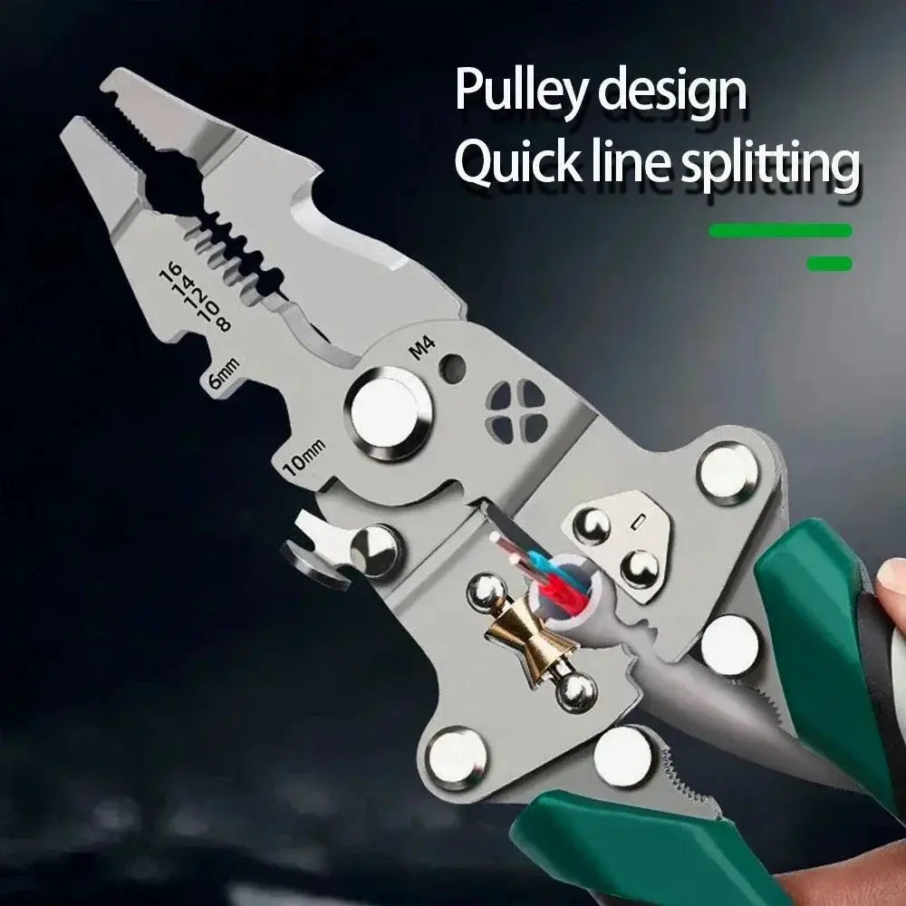 Foldable Wire Stripper With Pulley Design For Electricians Multitool Wire Winding And Crimping Pliers Hand Tool