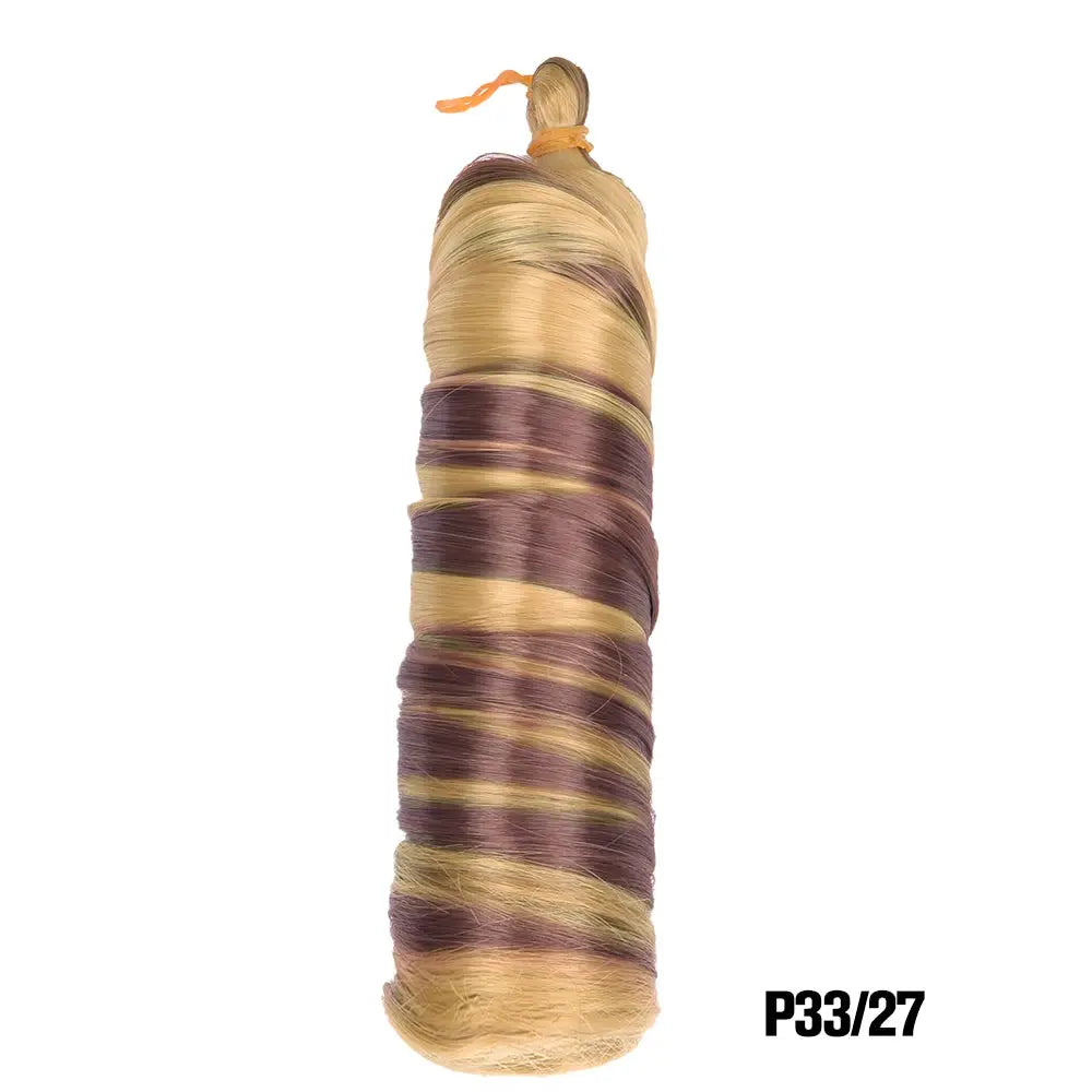 French curls braiding hair 24-inch synthetic spiral extensions in blonde with burgundy-brown stripes