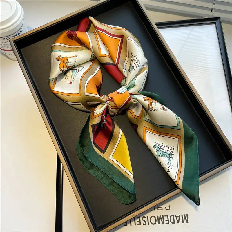 LuxeSilk Luxury Silk Shawl Square Scarf Versatile Satin Wrap For Neckerchief Hair Band Headband Bandana 70x70cm