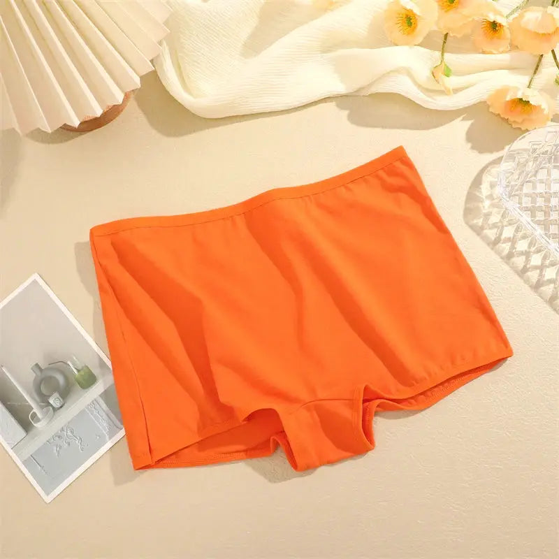 Women's seamless cotton briefs in orange, solid color underwear