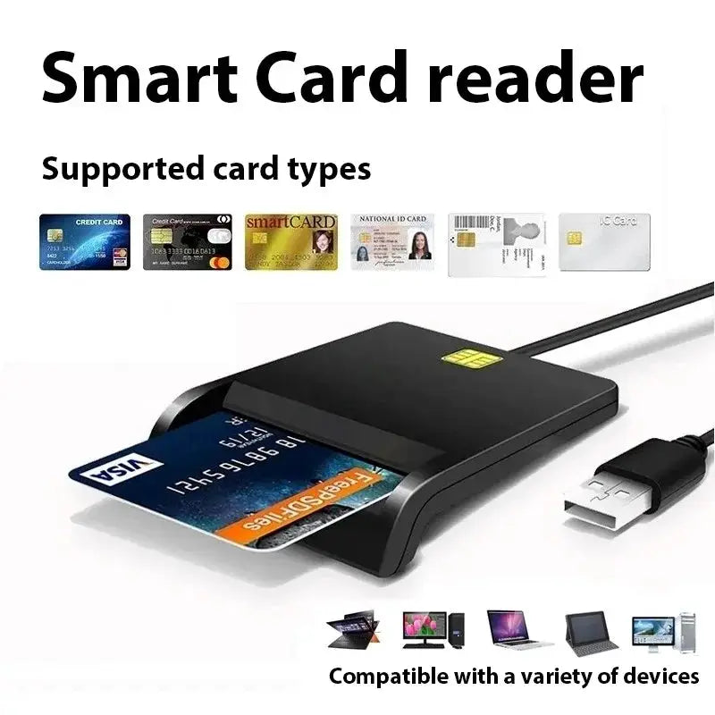 Portable USB 2.0 Card Reader Multi Function For DNIE ATM CAC IC ID Bank SIM Cards
