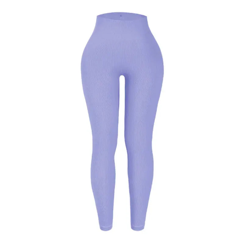 Women's lavender seamless knit leggings, high-waist yoga pants for workouts