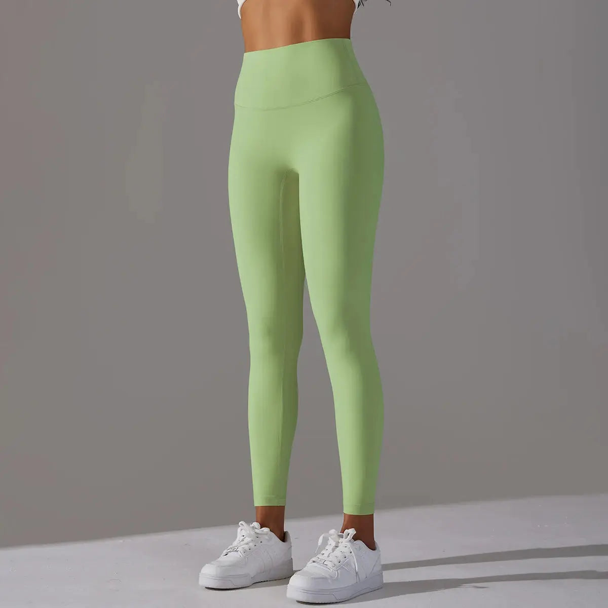 High-waist naked-feeling leggings, lime green, Simples Market for fitness