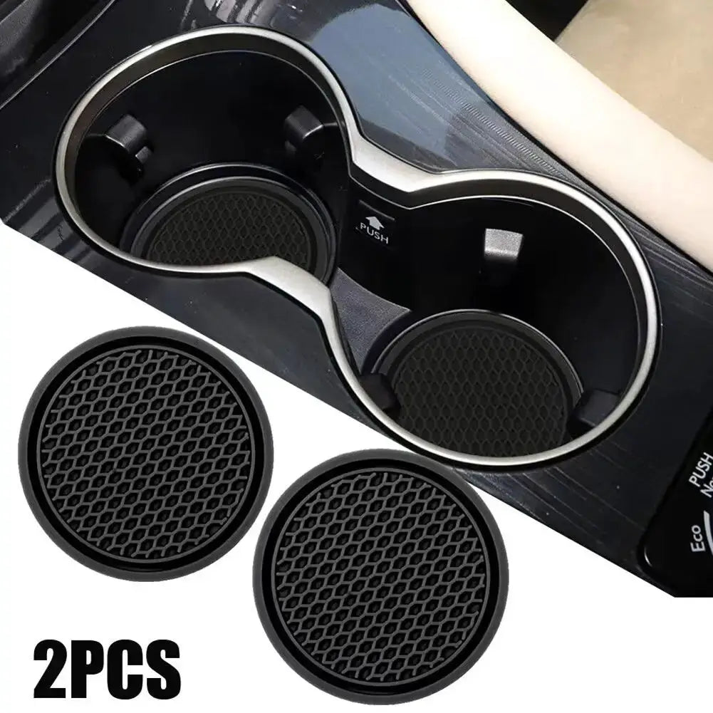 2pcs black PVC car cup holder anti-slip coasters by Simples Market, universal fit